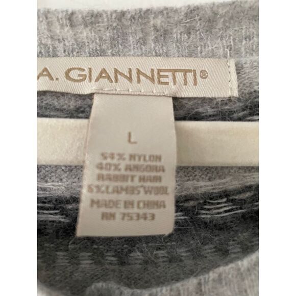 A. Gianetti Light gray white and dark gray short sleeve cardigan sweater L - Picture 5 of 5